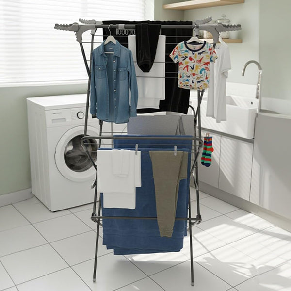 Casabella 3-Tier Clothes Airer, 15m Drying Space Foldable Drying Rack.
