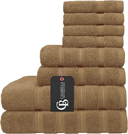 Premium 8-Piece Towel Set - 100% Combed Cotton, 650 GSM, Highly Absorbent