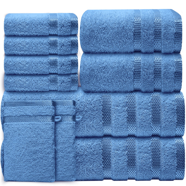 Luxury Bath Towel Set - 10 Pieces, 100% Cotton, Highly Absorbent