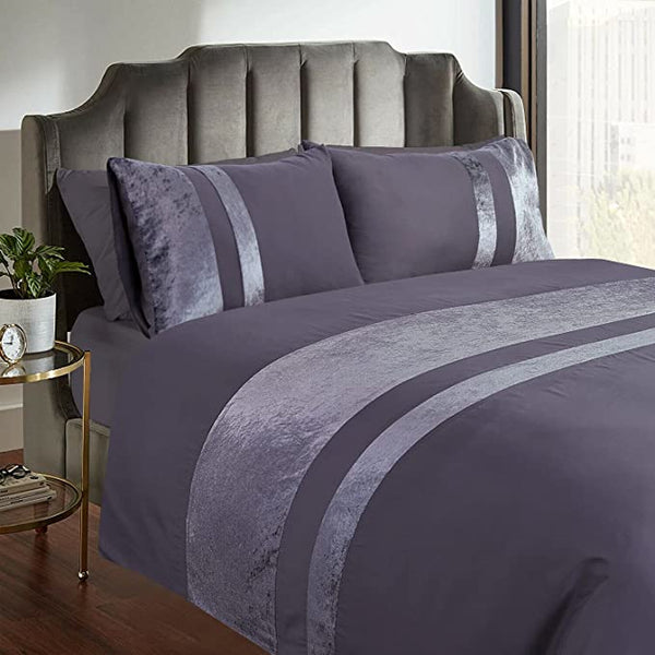 Luxury Crushed Velvet Duvet Cover Set - Double with Pillow Case